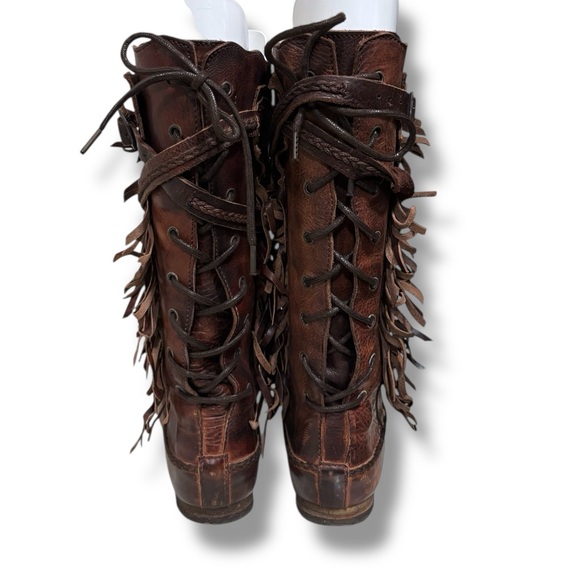 Allsaints Pipaluk Brown Leather Fringe Western Native American Boots Size 38 - Picture 8 of 12